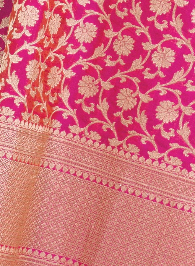 Chandrakala Banarasi Dupatta for Women,Shawl Scarf Wrap Chunni (D266-P) (Pink Gold, Free Size) - Image 4